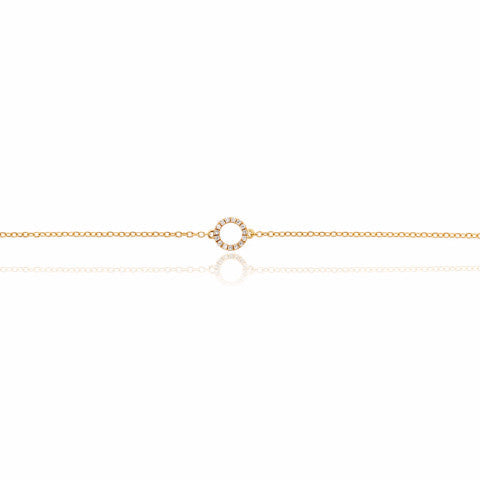 9ct Yellow Gold & Diamond Small Open Circle Geometric Bracelet