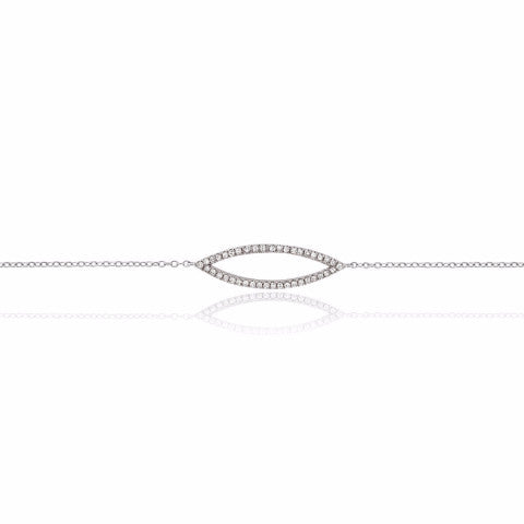 9ct White Gold Diamond Set Marquise Geometric Bracelet