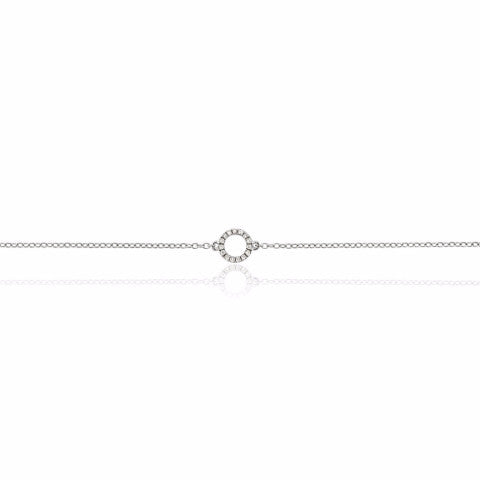 9ct White Gold & Diamond Small Open Circle Geometric Bracelet