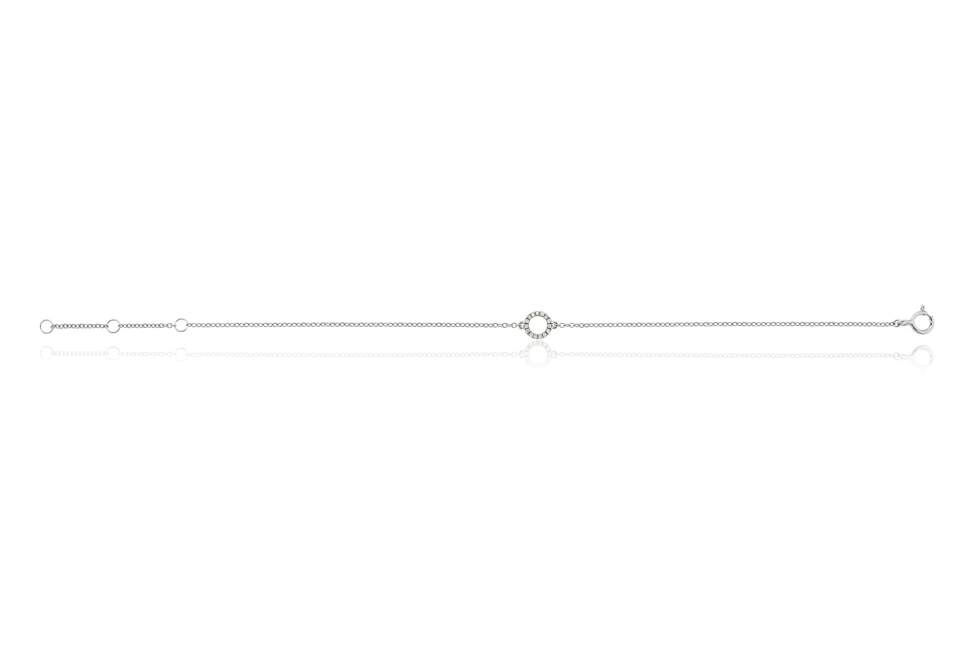 9ct White Gold & Diamond Small Open Circle Geometric Bracelet