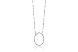 White Gold Diamond Set Open Oval Diamond Necklace