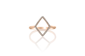 Gold Diamond Shape Pave Set Diamond Ring