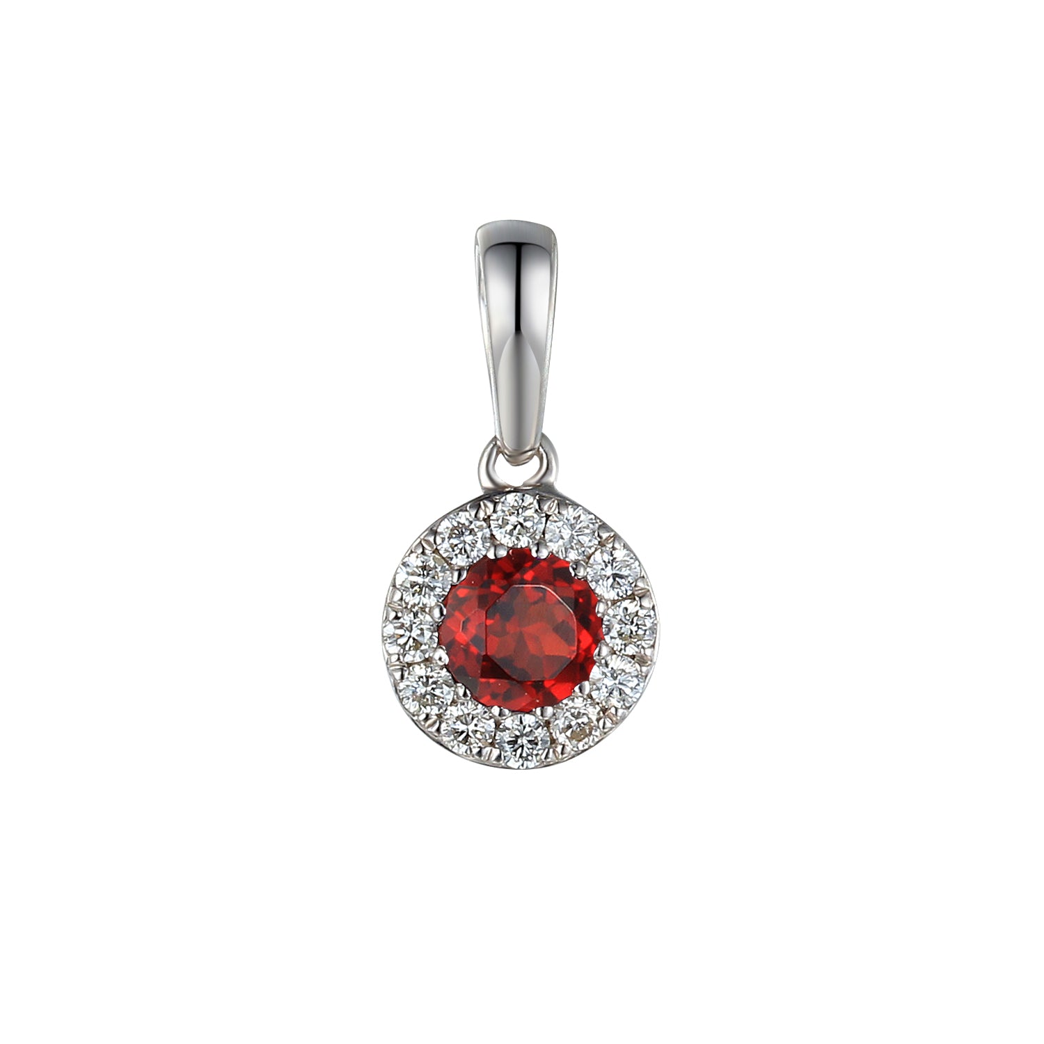 January Birthstone Garnet and Diamond Cluster Pendant 9ct Gold