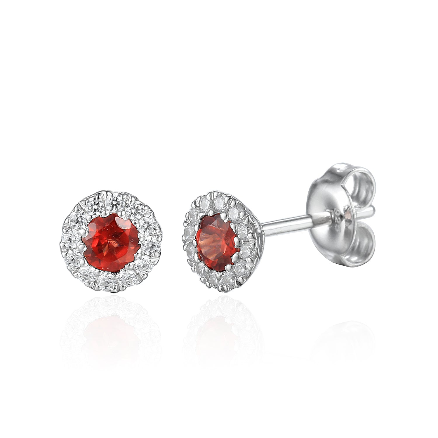 Diamond & Garnet Stud Earrings, January Birthstone