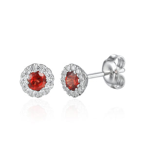 Diamond & Garnet Stud Earrings, January Birthstone