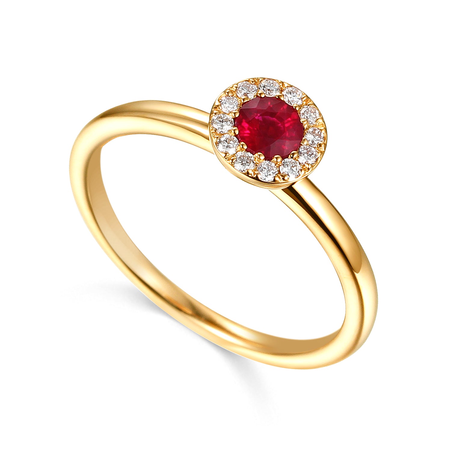 Ruby & Diamond Ring, July Birthstone Round Cluster