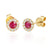 Ruby & Diamond Earrings, July Birthstone Round Cluster Stud