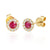 July Birthstone Ruby and Diamond Cluster gold studs