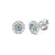 Moonstone & Diamond Earrings, June Birthstone Round Cluster
