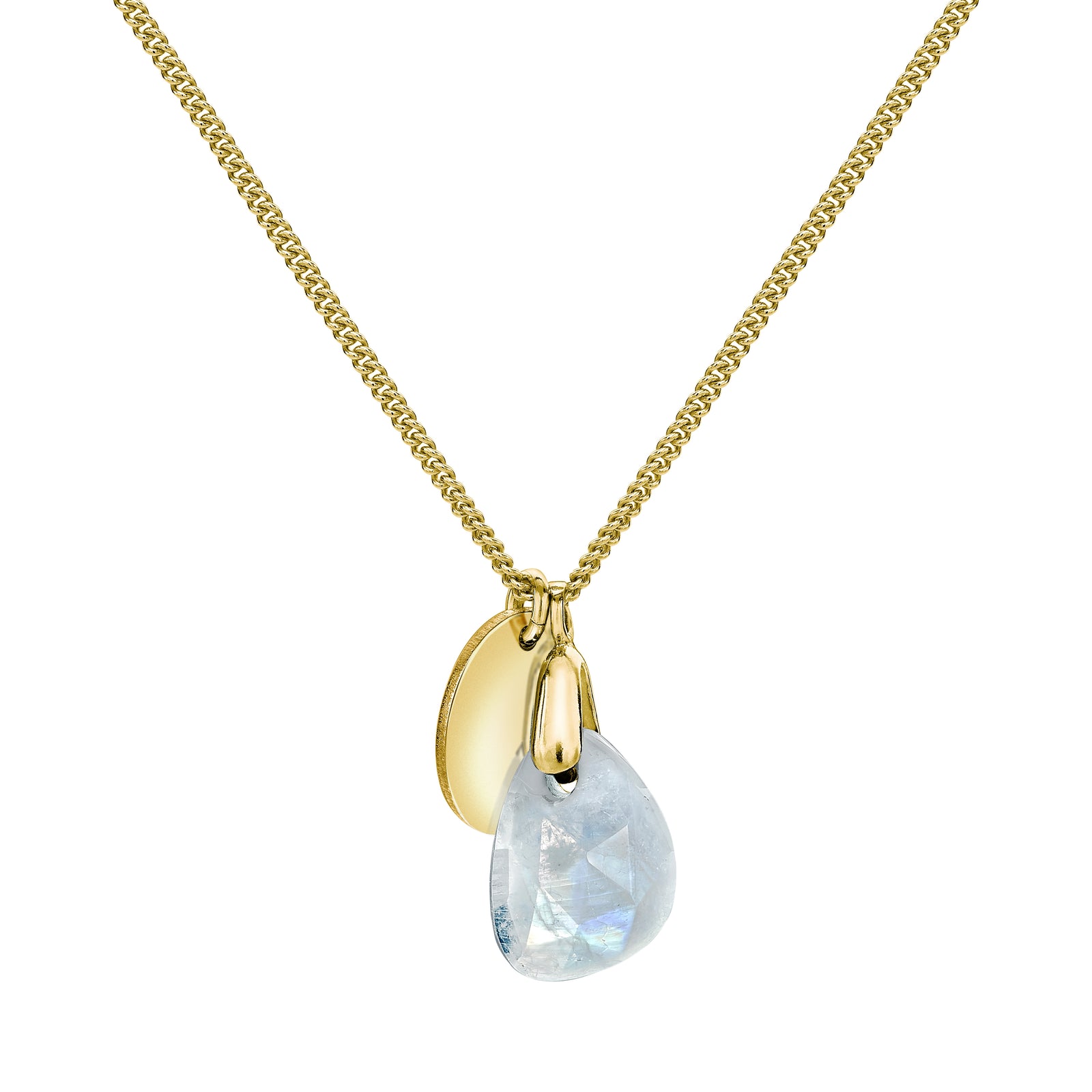 Aura Moonstone Rose Cut Gold Plate Necklace