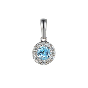 Aqua & Diamond Necklace, March Birthstone Round Cluster 9ct Gold