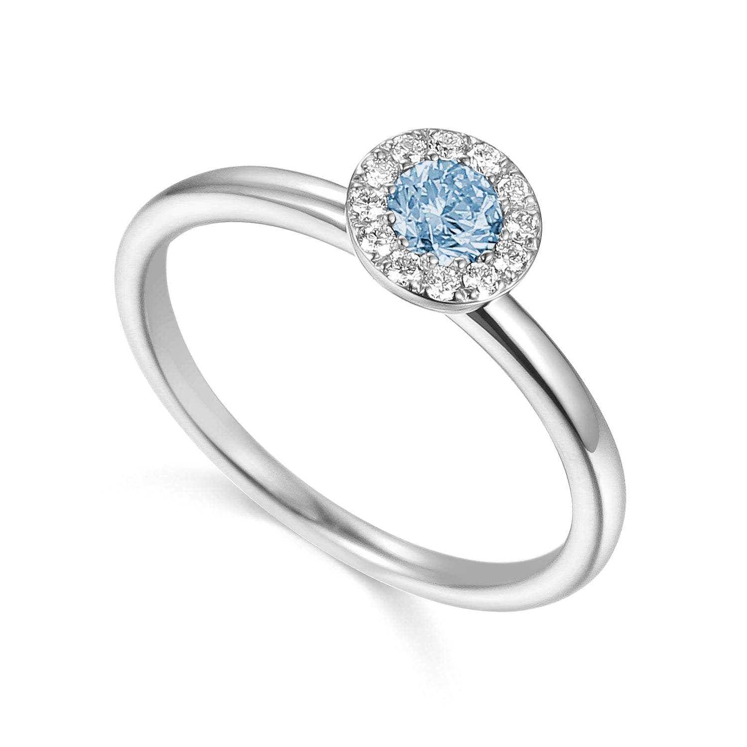 Aqua Diamond Cluster Ring, March Birthstone Tzefira