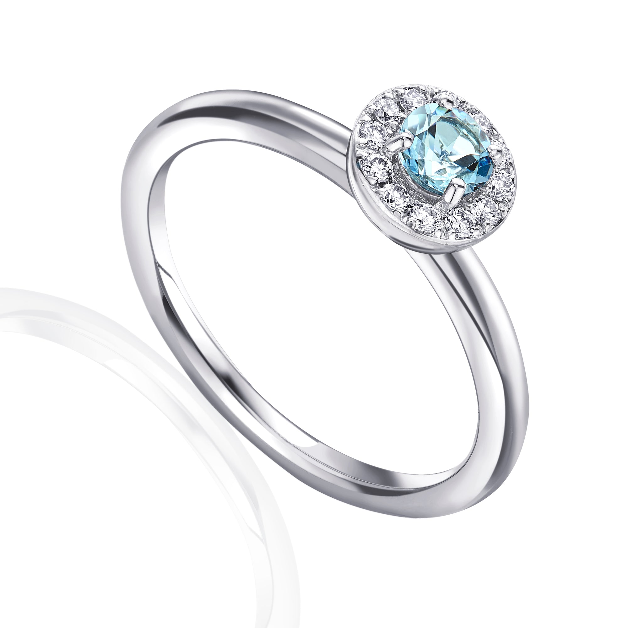 Aqua & Diamond Cluster Ring, March Birthstone
