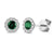 Emerald & Diamond Earrings, May Birthstone Round Cluster