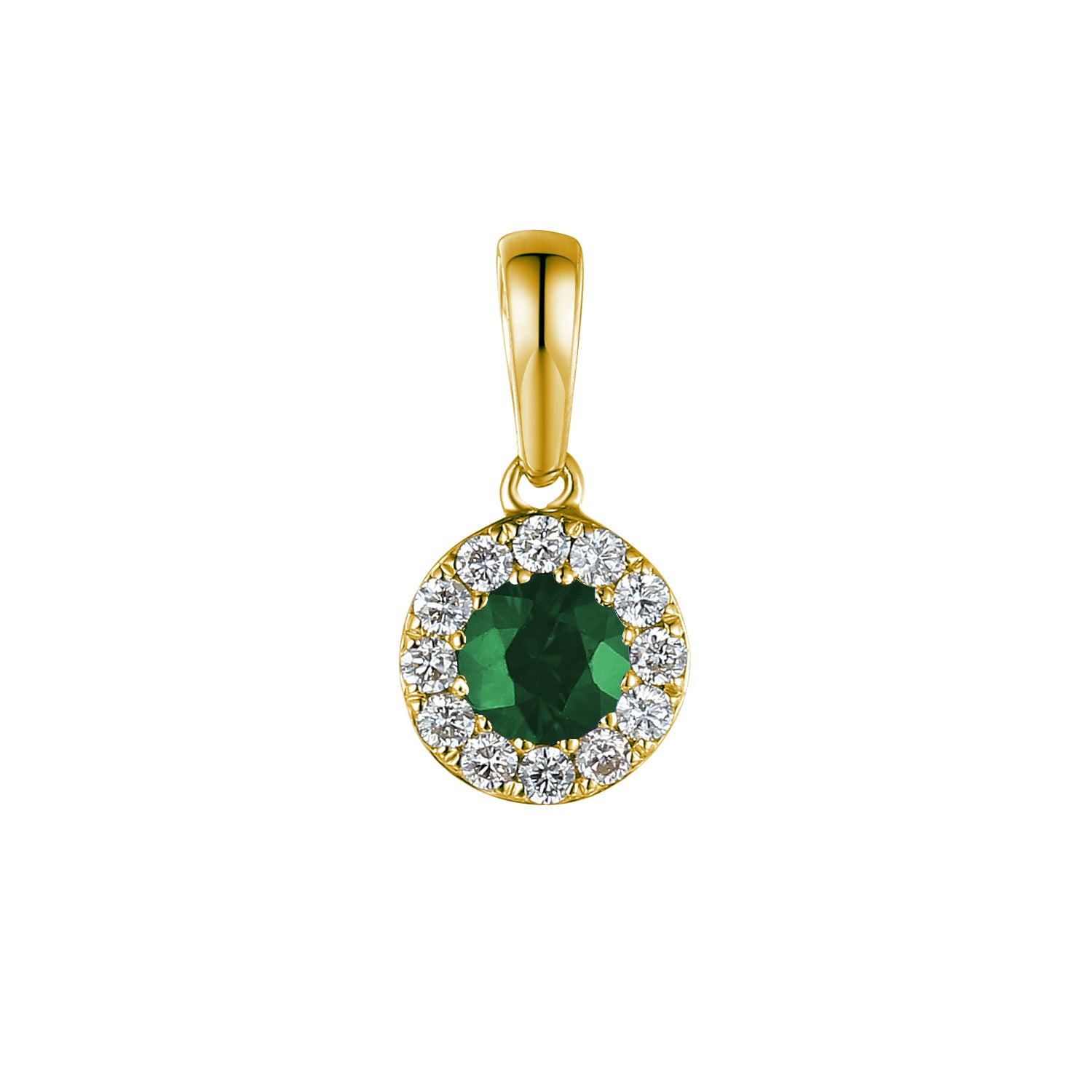May Birthstone Emerald and Diamond Cluster Pendant 9ct Gold