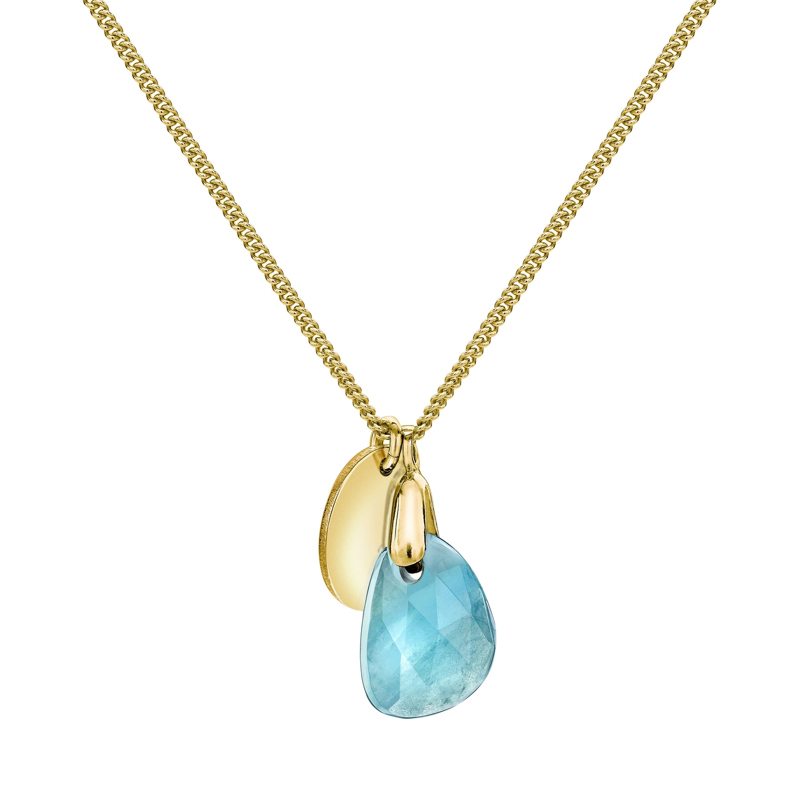 Aura Aqua Rose Cut Gold Plate Necklace