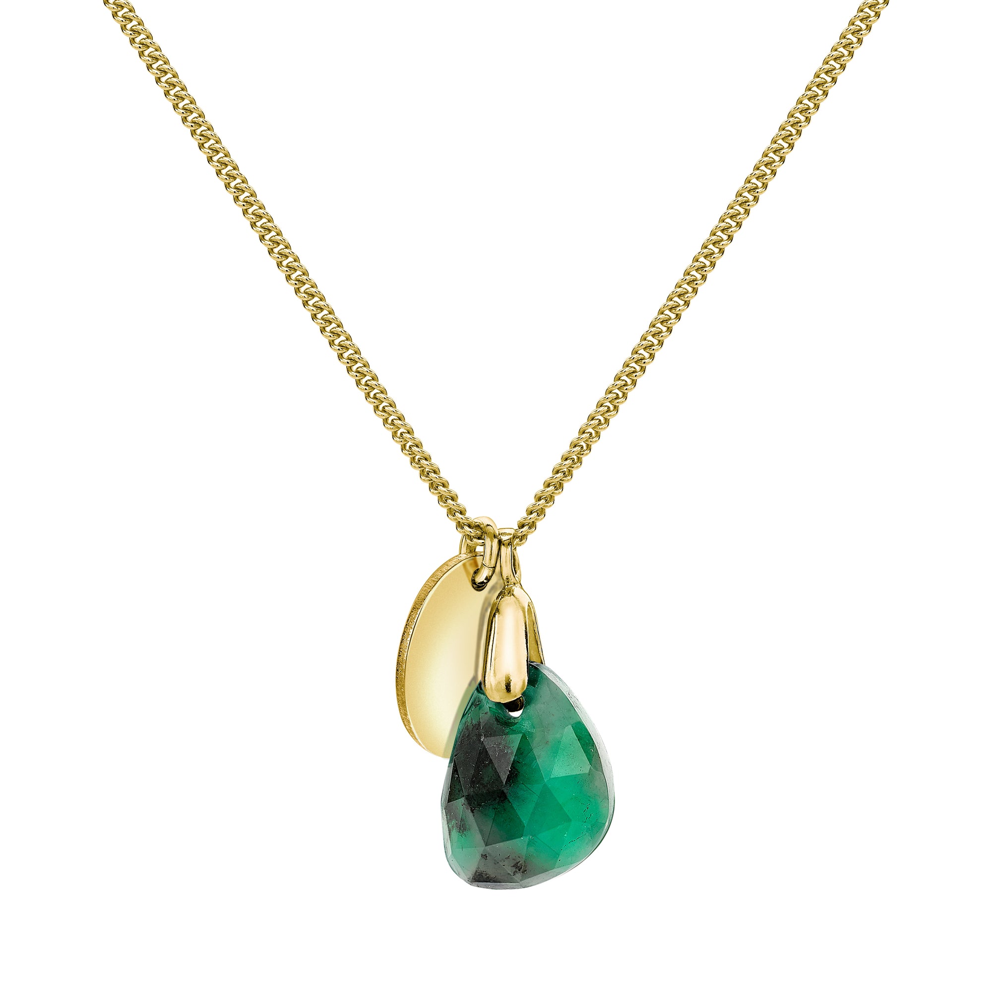 Aura Emerald Rose Cut Gold Plate Necklace - May Birthstone