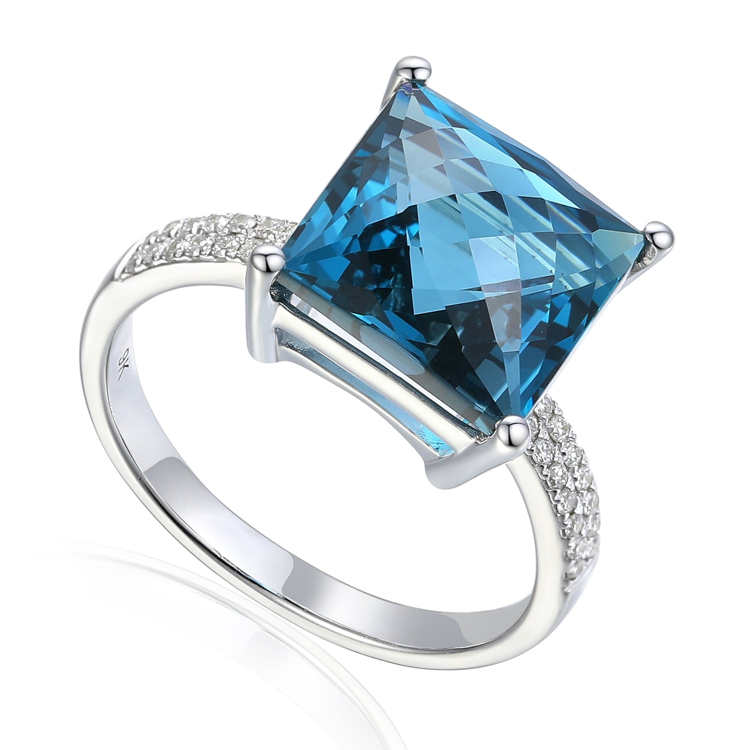 London Blue Topaz Square Cocktail Ring