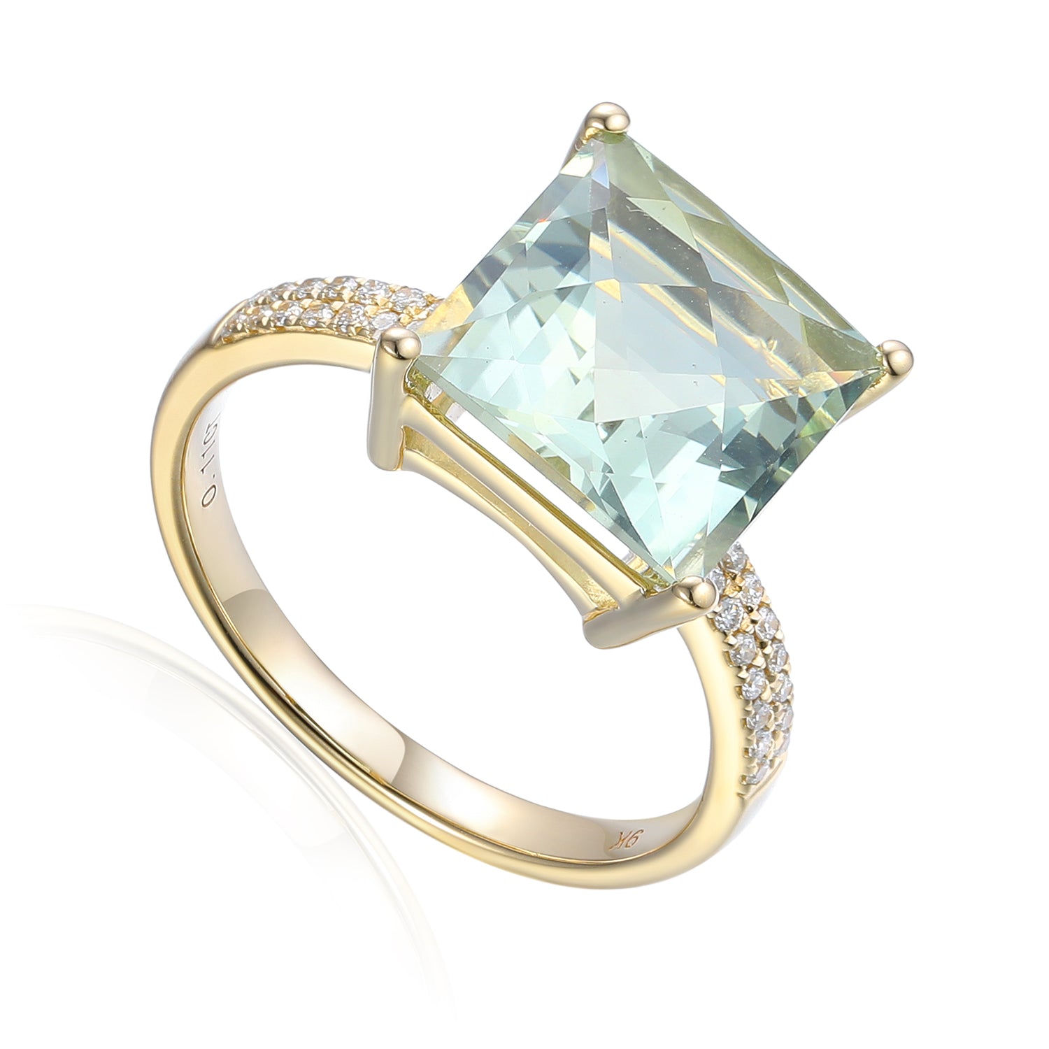Green Amethyst Square Cocktail Ring