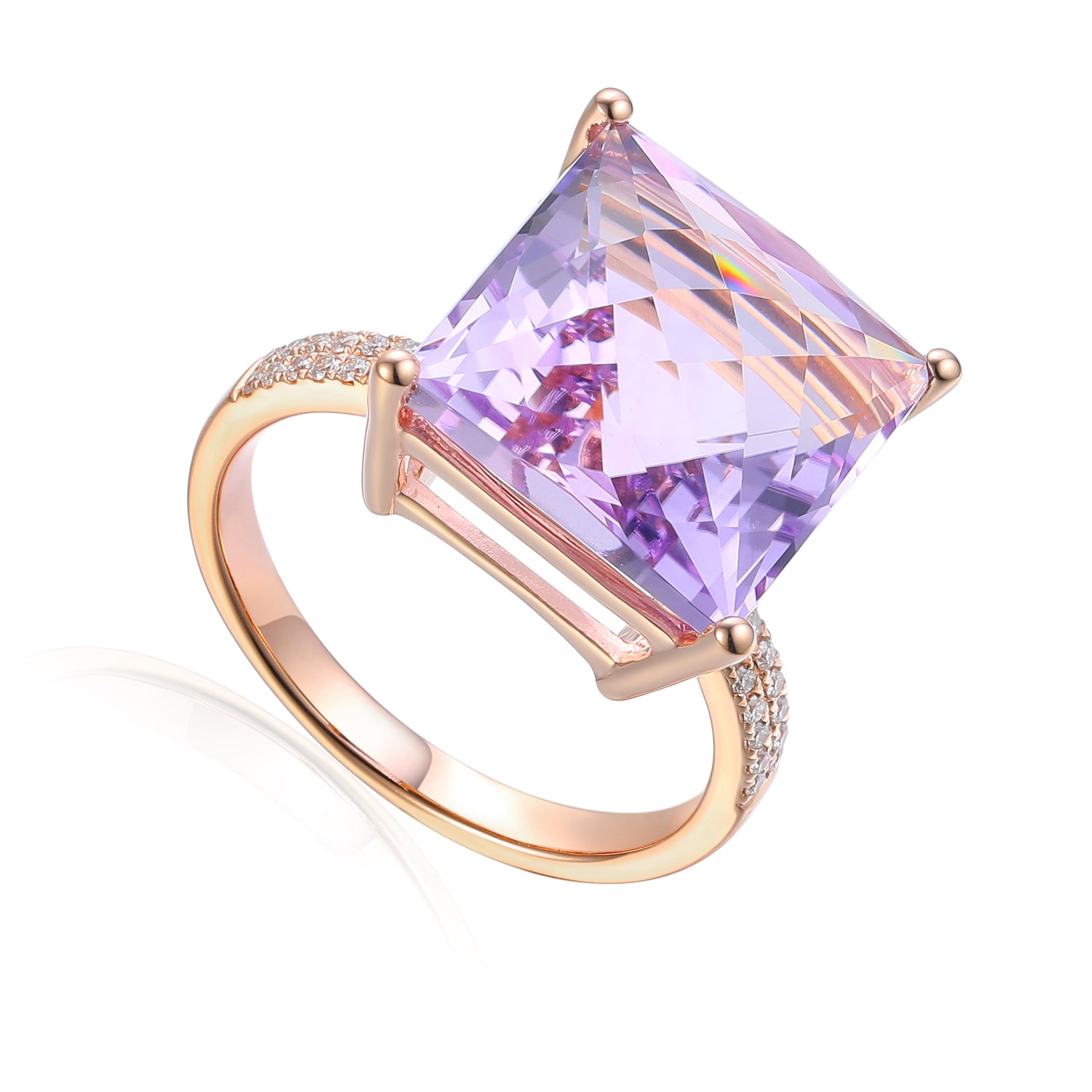 Pink Amethyst Square Cocktail Ring