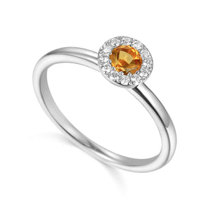 November Birthstone Citrine and Diamond 9ct Gold Ring