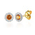 Citrine & Diamond Earrings, November Birthstone Round Cluster