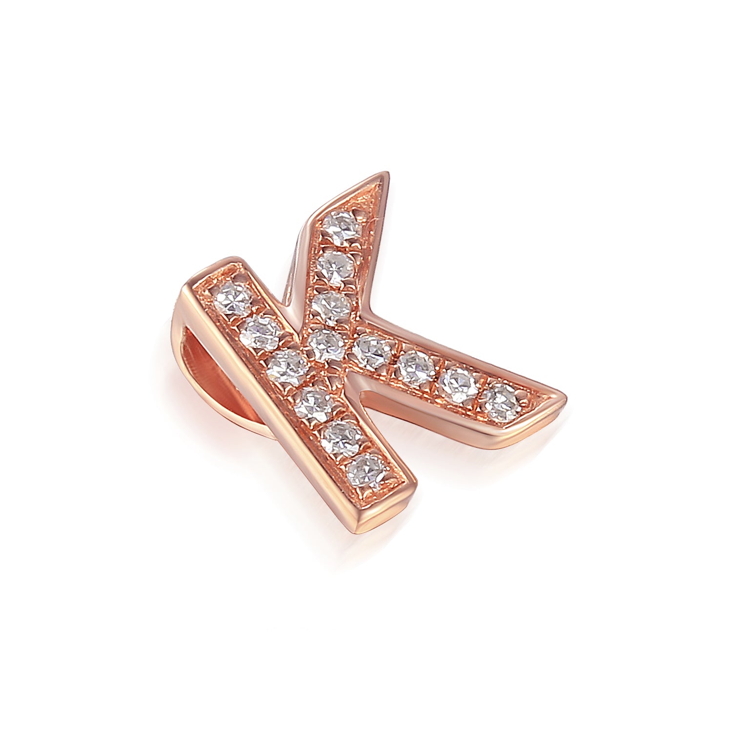 Diamond K Initial Necklace 9ct Gold Tzefira