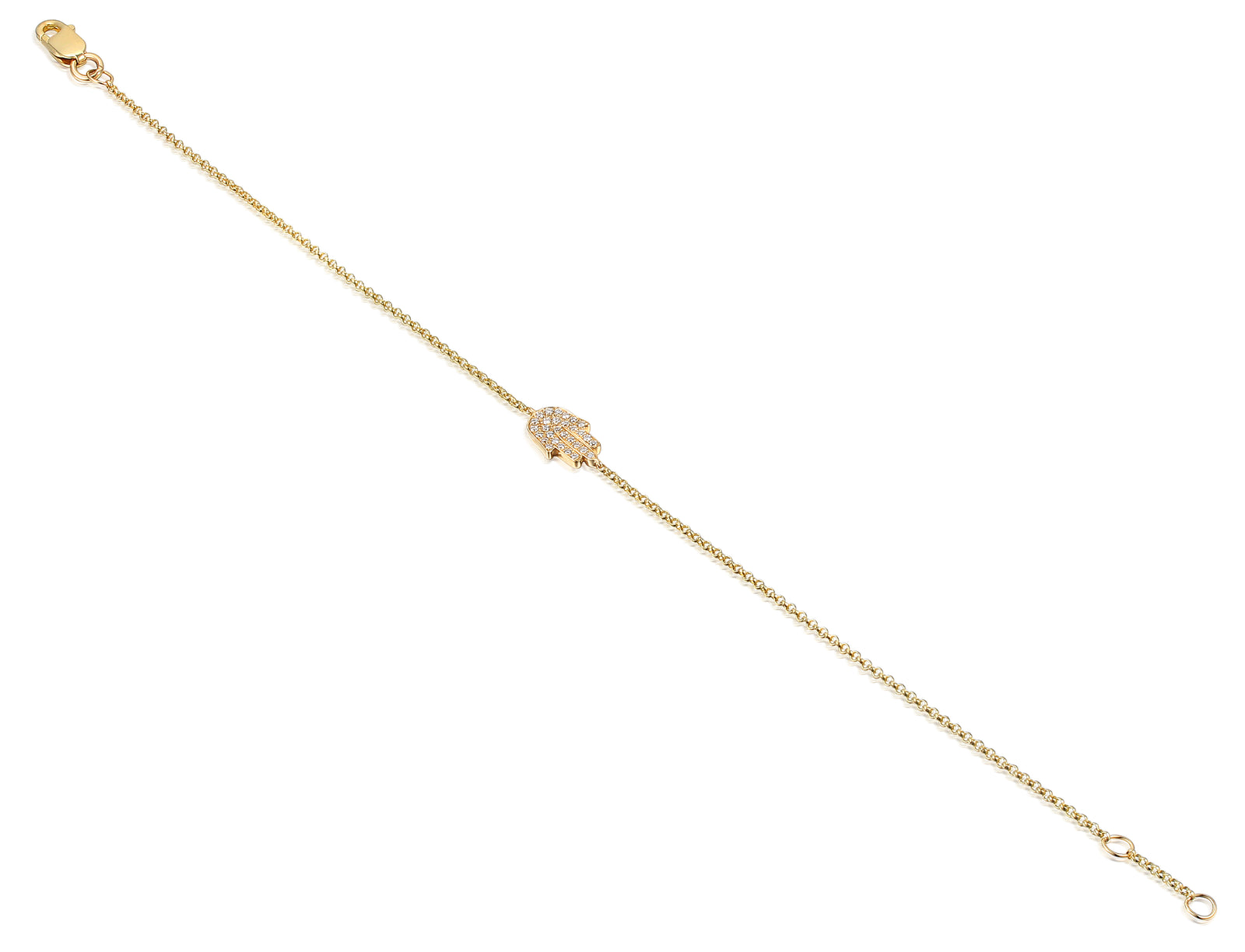 9ct Yellow Gold and Diamond Hamsa Bracelet