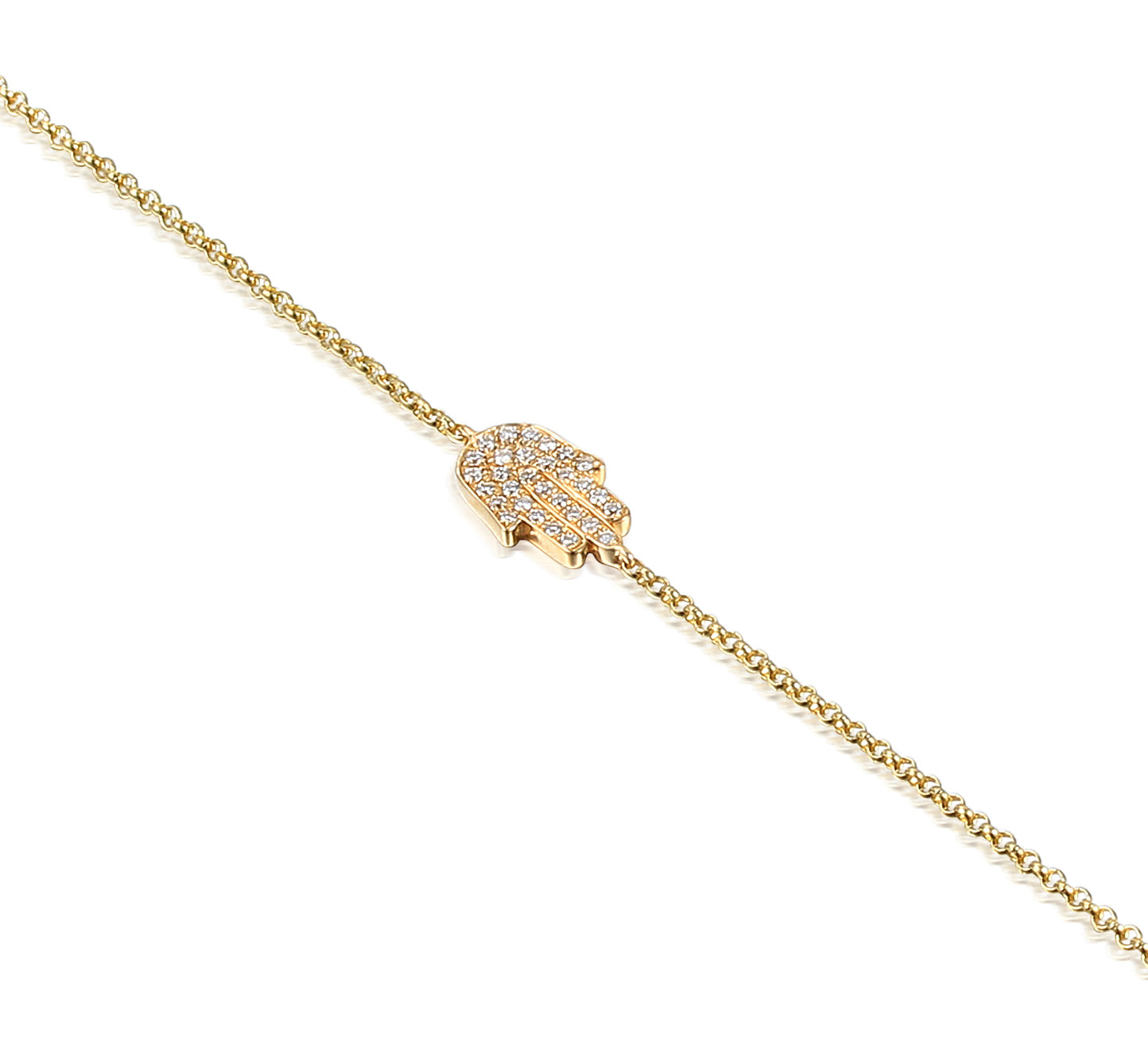 9ct Yellow Gold and Diamond Hamsa Bracelet