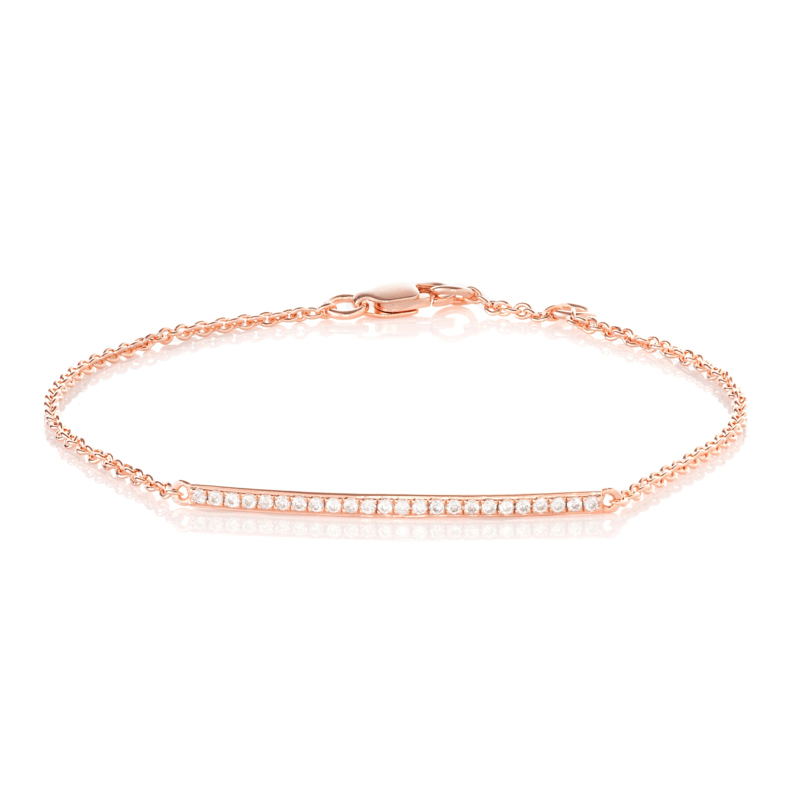 9ct Rose Gold Diamond Bar Bracelet