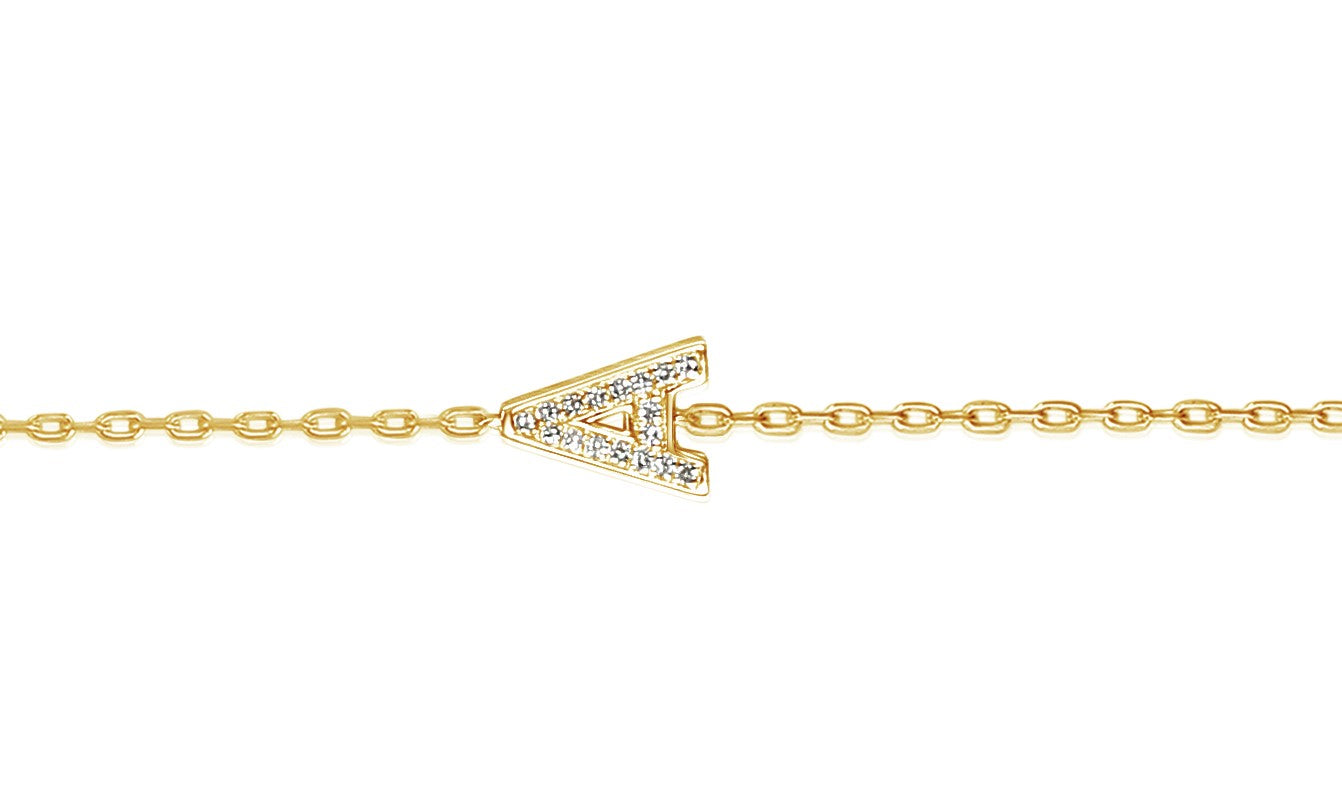 Diamond Initial A Rose Gold Bracelet