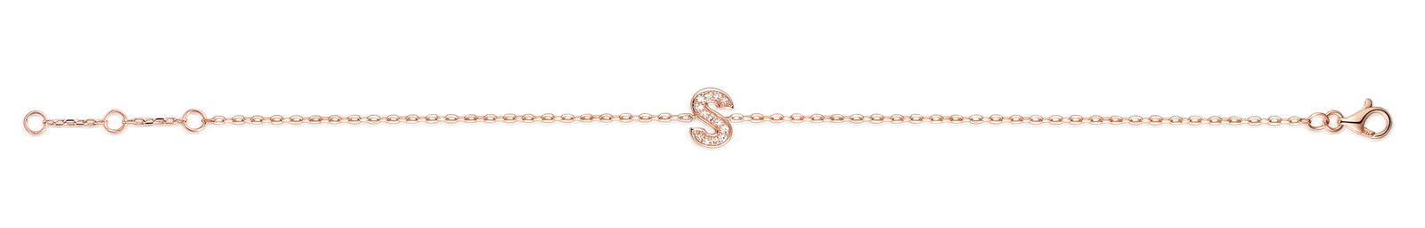 Diamond Initial S Rose Gold Bracelet