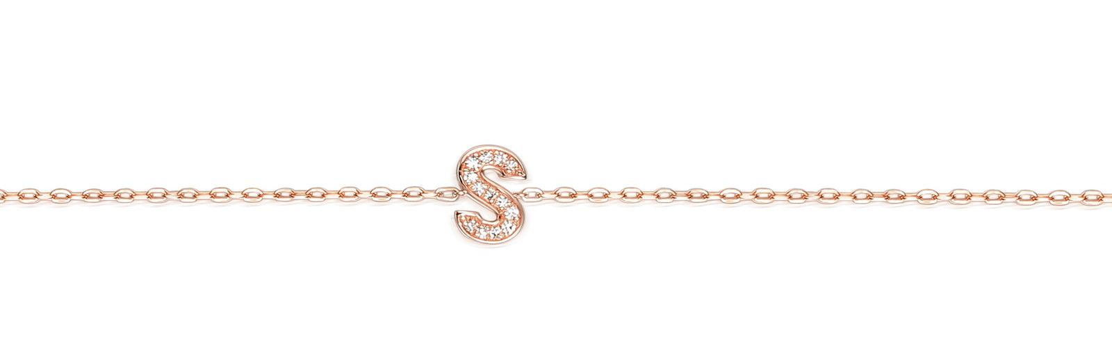Diamond Initial S White Gold Bracelet