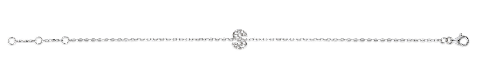Diamond Initial S White Gold Bracelet