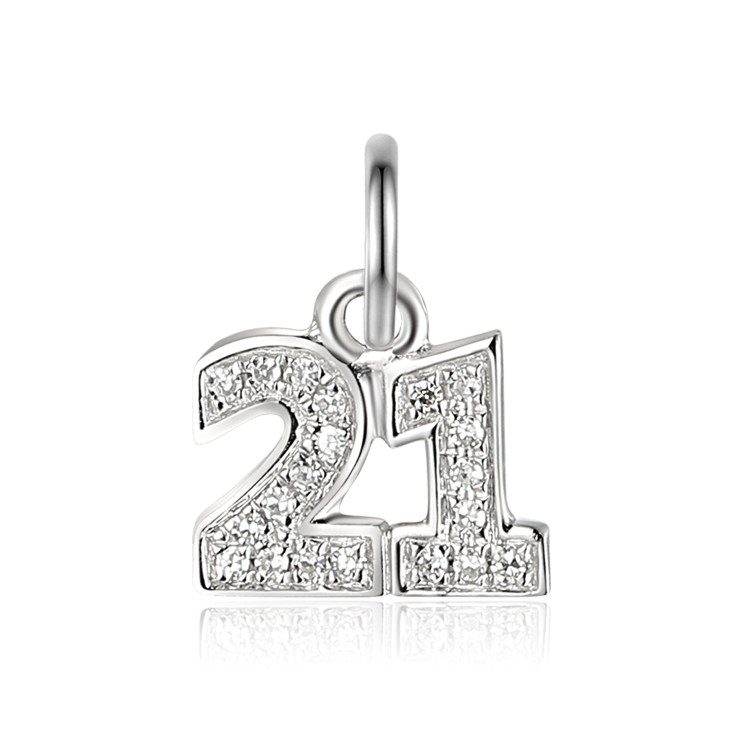Diamond '21' Number Charm