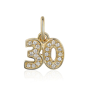 Diamond '30' Number Charm