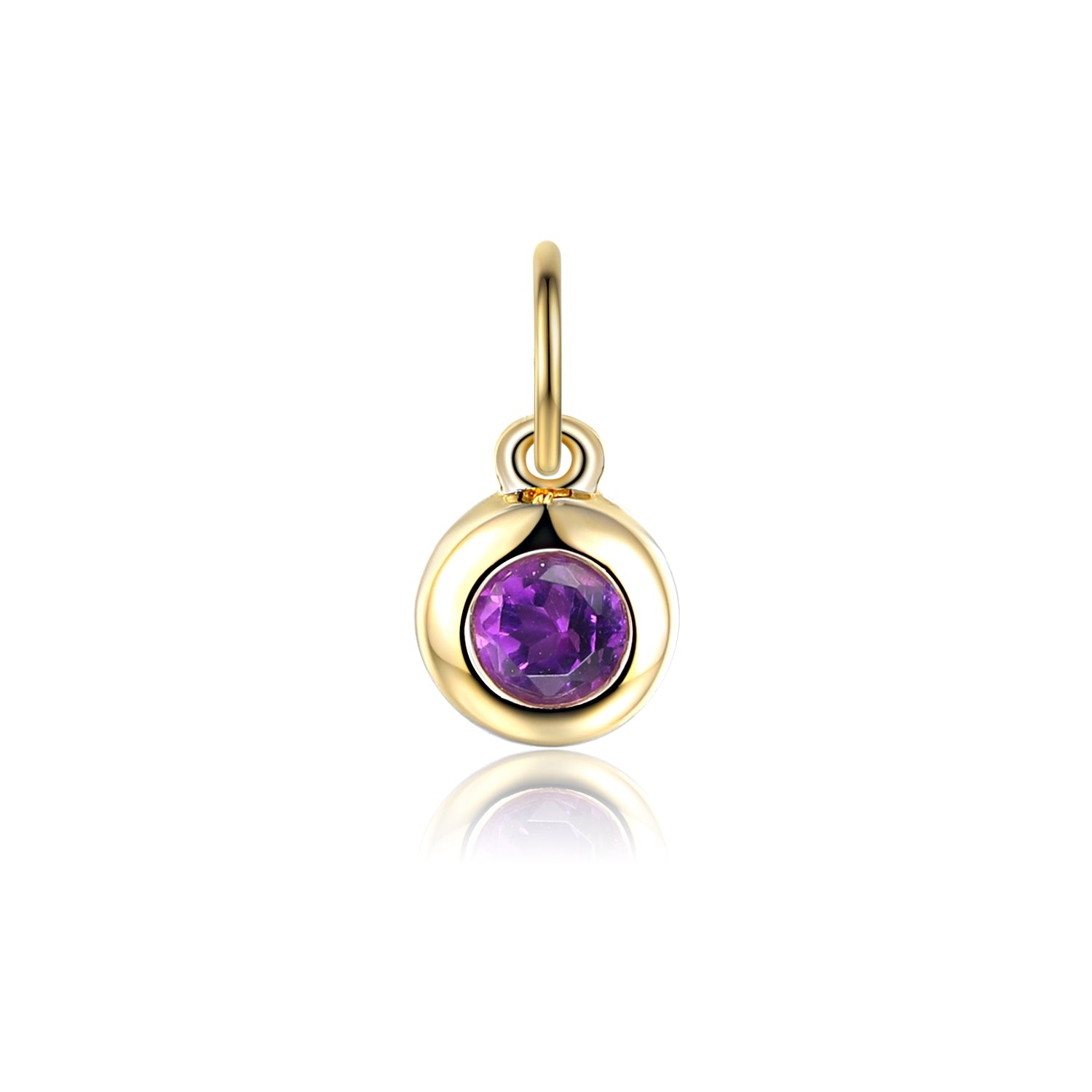 Amethyst Rubover Birthstone Bubble Charm