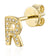 Diamond R Initial Single Stud 9ct Yellow Gold