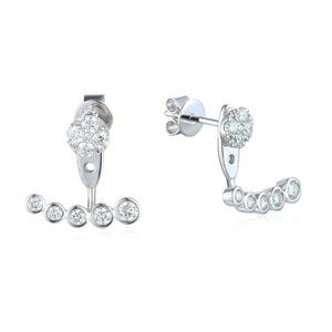 White Gold Graduating Diamond Cluster Ear Jackets