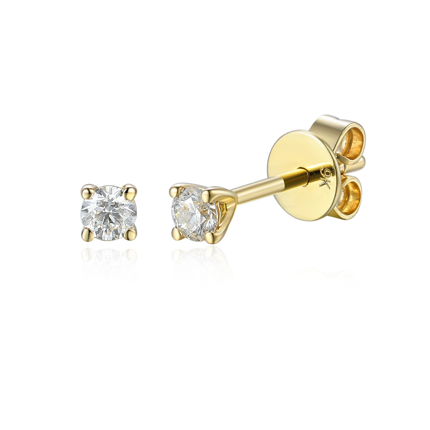 Small Diamond 0.10ct Claw set Yellow Gold Studs