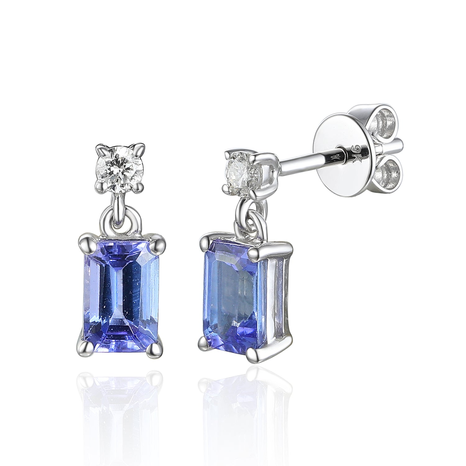 Tanzanite Octagon and Diamond Drop Earrings