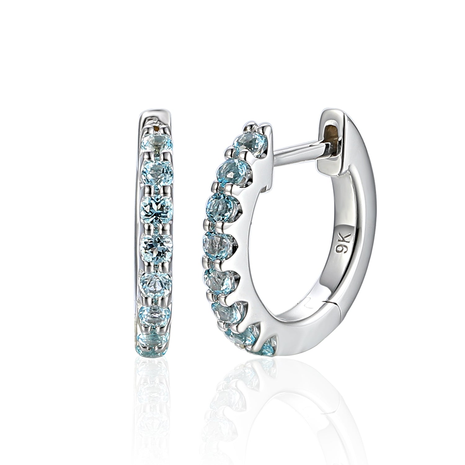 Blue Topaz 9ct White Gold Hoops