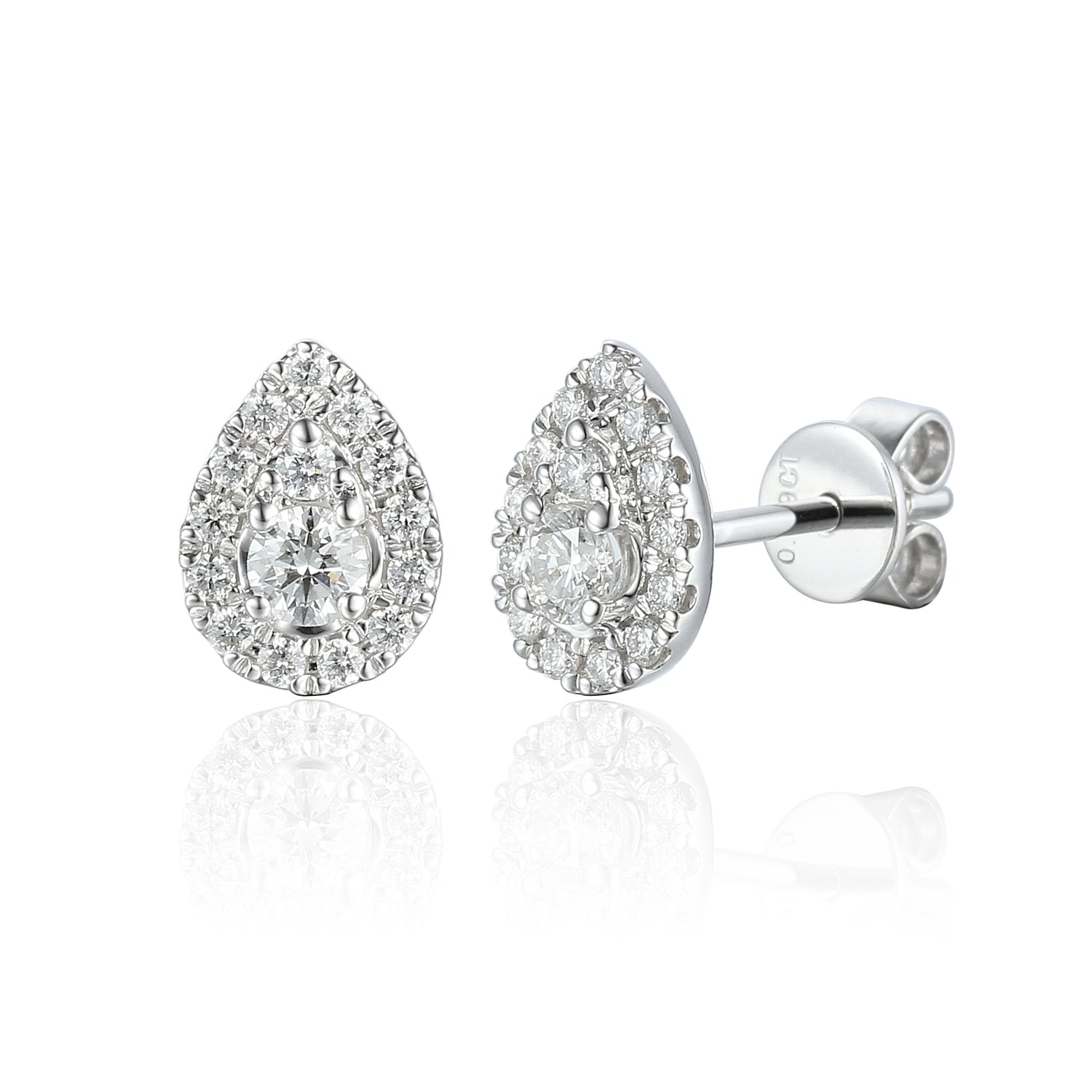 April Birthstone Pear Shape Diamond Cluster 9ct white gold studs