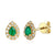 May Birthstone Pear Shape Emerald and Diamond Cluster 9ct yellow gold studs