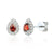 Diamond & Garnet Stud Earrings, Pear Shape January Birthstone