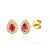 July Birthstone Pear Shape Ruby and Diamond Cluster 9ct yellow gold studs
