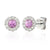 Pink Sapphire and Diamond Cluster white gold studs
