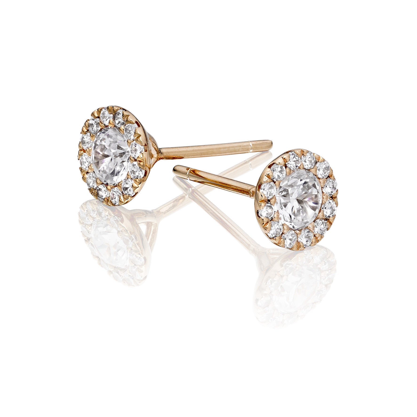 Rose Gold Plate Pave Crystal Cluster Stud Earring