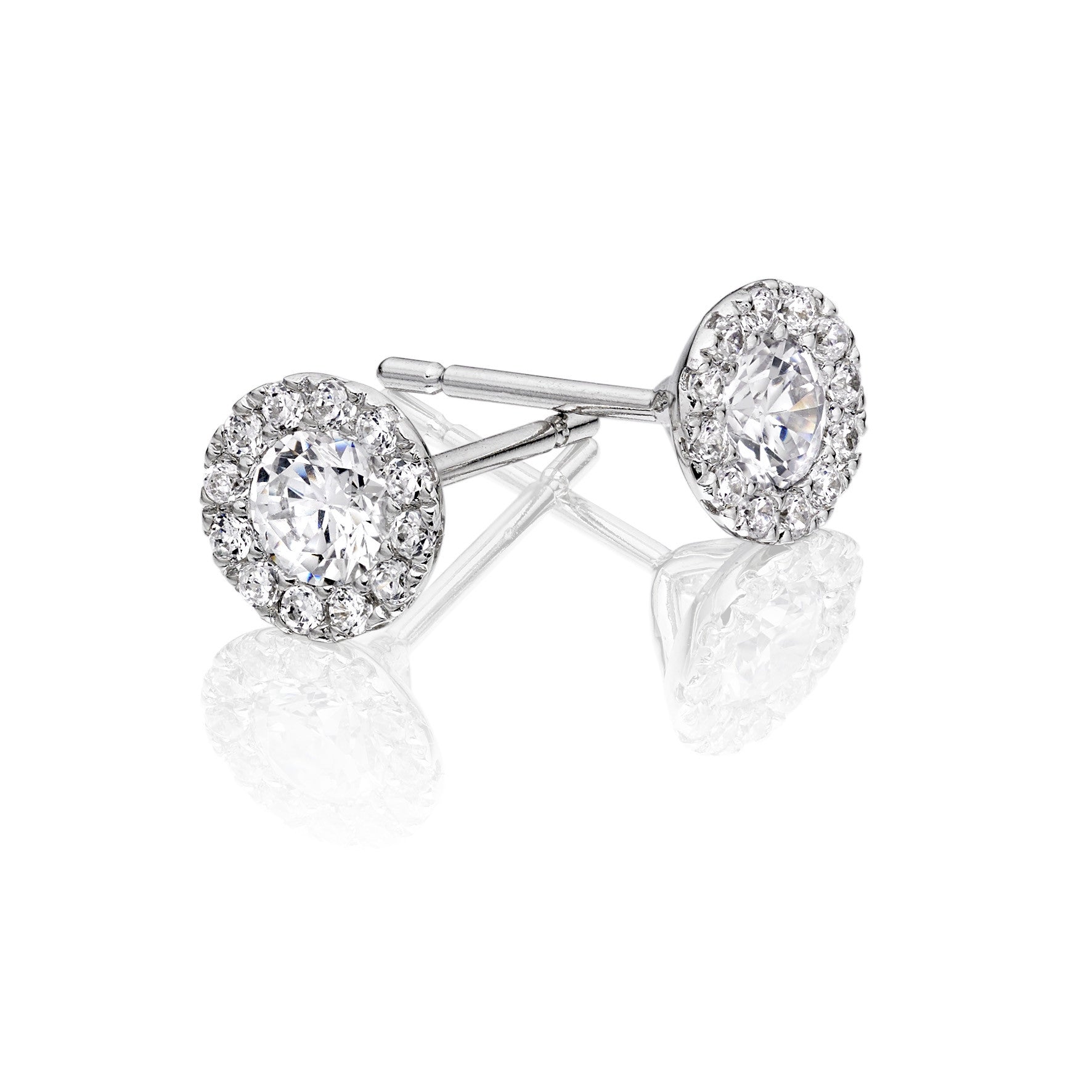 Sterling Silver Pave Crystal Cluster Stud Earring