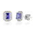 Tanzanite and Diamond Octagon Cluster White Gold Earrings